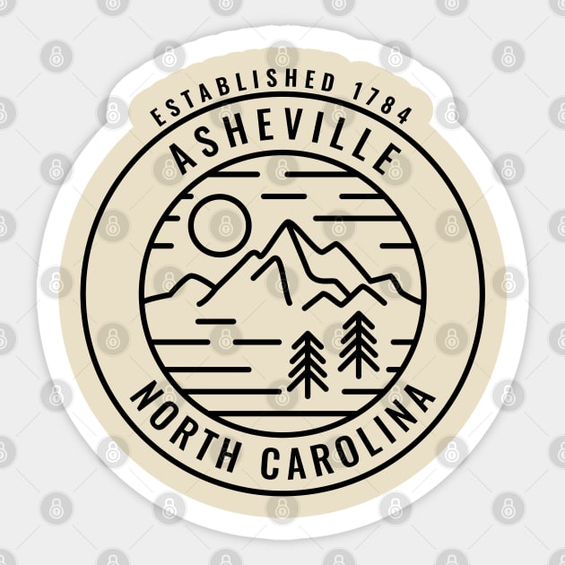 Vintage Asheville North Carolina Minimalist Outdoor Sticker by BackintheDayShirts